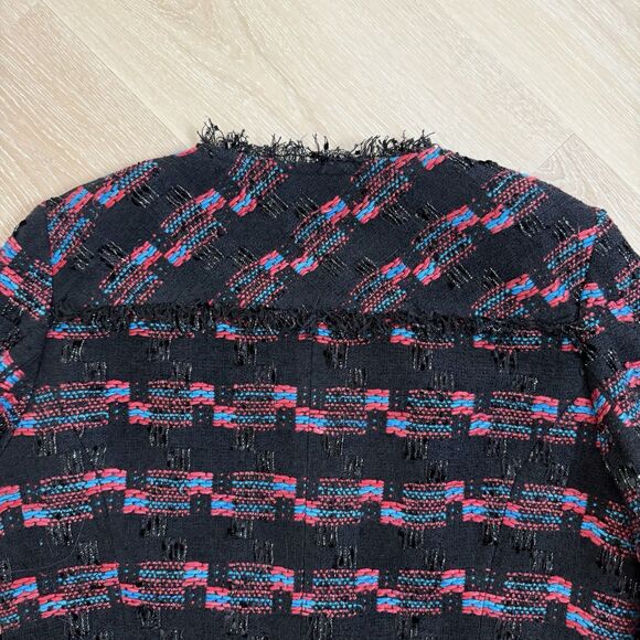 Trina Turk Good Night Tweed Boucle Fringe Chain Trim Lady Jacket Womens Sz 10 - Picture 8 of 11